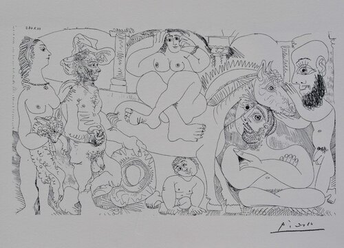 Femme à cheval et courtisans Pablo Picasso
