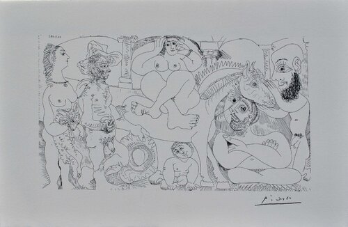 Femme à cheval et courtisans Pablo Picasso