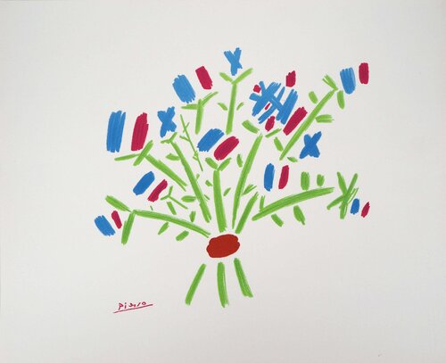 Le bouquet Bleu, Blanc, Rouge, Lithographie signée by Pablo Picasso, Print for Sale on Singulart