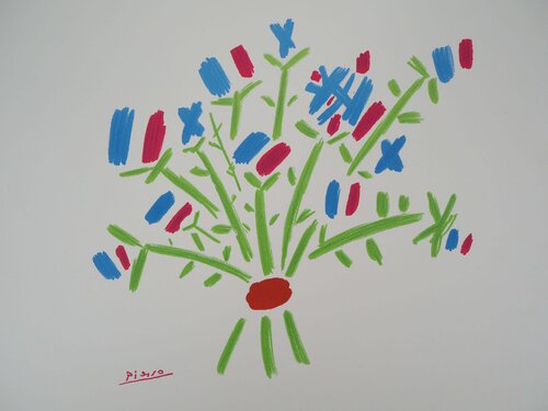 Le bouquet Bleu, Blanc, Rouge di Pablo Picasso, Stampa in vendita su Singulart