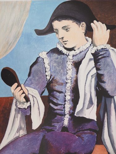 Arlequin avec un miroir de Pablo Picasso, Impresión a la venta en Singulart