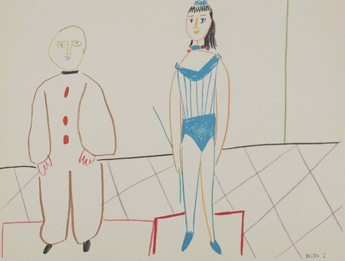Le clown et son assistante van Pablo Picasso, Afdruk te koop op Singulart