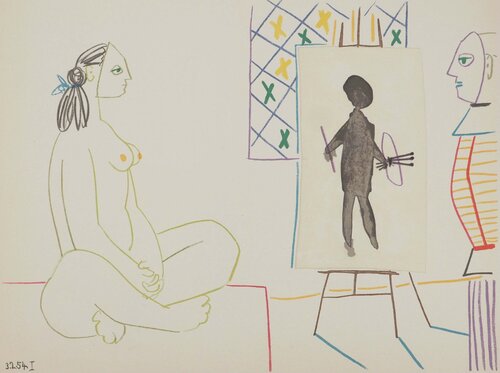 Le peintre costumé et son modèle van Pablo Picasso, Afdruk te koop op Singulart