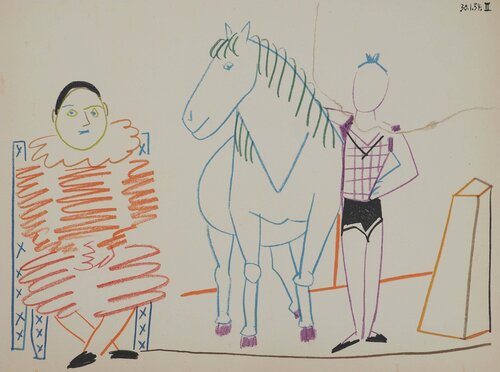 Arlequin et écuyère Pablo Picasso