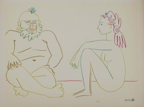 Le vieillard et la jeune fille nus Pablo Picasso