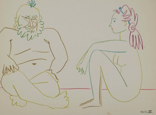 Le vieillard et la jeune fille nus Pablo Picasso