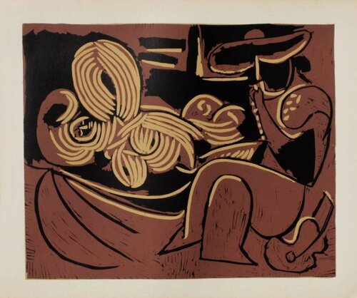 LC - Femme couchée et homme à la guitare by Pablo Picasso, Print for Sale on Singulart