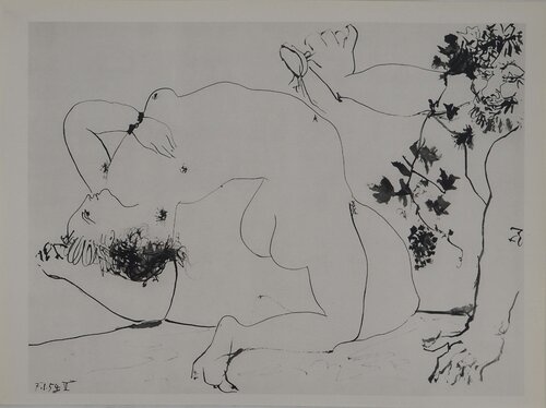 Comédie Humaine, Dionysos et la nymphe, Héliogravure Pablo Picasso