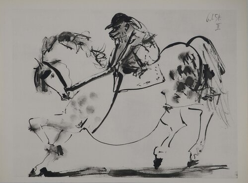 Comédie Humaine, Le singe en jockey, Héliogravure Pablo Picasso