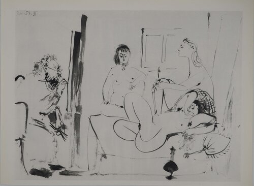 Comédie Humaine, L'artiste et sa composition aux trois modèles, Héliogravure Pablo Picasso