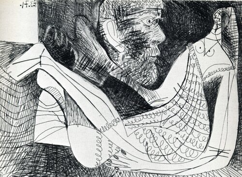 Peintre et modèle an robe tricotée van Pablo Picasso, Afdruk te koop op Singulart