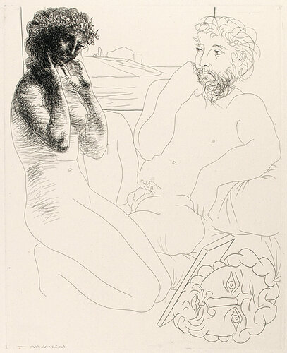 SCULPTEUR ET MODÈLE AGENOUILLÉ (B. 178; G/B 331; S.V. 69) van Pablo Picasso, Afdruk te koop op Singulart