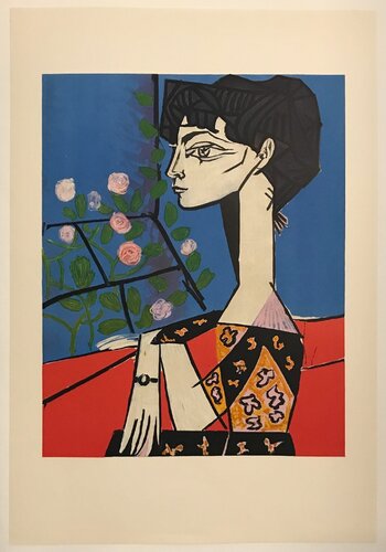 Jacqueline avec fleurs di Pablo Picasso, Stampa in vendita su Singulart