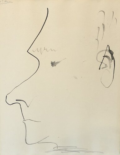 Profil d'homme (recto); Deux hommes de profil (verso) van Pablo Picasso, Werk op papier te koop op Singulart