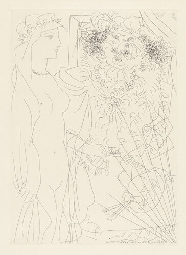 Rembrandt Holding the Hand of a Young Woman with a Veil van Pablo Picasso, Afdruk te koop op Singulart