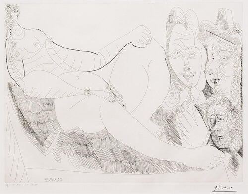 Femme au Lit avec Visiteurs...from the 156 Series van Pablo Picasso, Afdruk te koop op Singulart