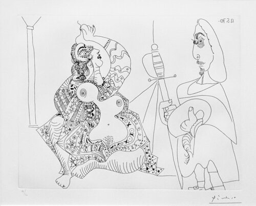 MOUSQUETAIRE ET ODALISQUE, MEDUSE, PLATE 47 FROM SERIES 156 (BLOCH 1902) van Pablo Picasso, Afdruk te koop op Singulart