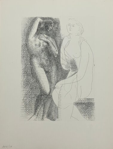 Femme nue devant une statue van Pablo Picasso, Afdruk te koop op Singulart