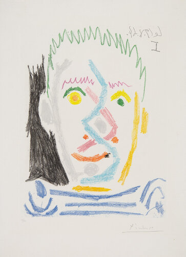 Head of Man in Striped Jersey van Pablo Picasso, Afdruk te koop op Singulart