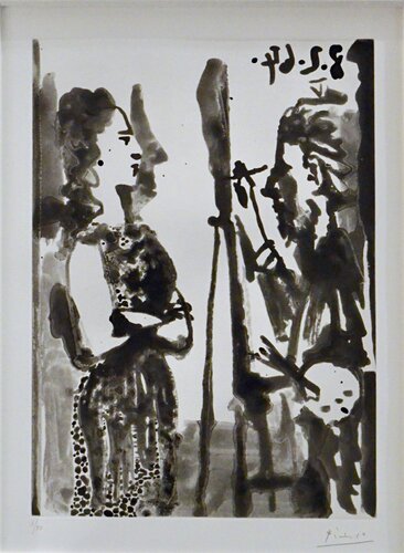 Peintre Et Modele En Robe Imprimee van Pablo Picasso, Afdruk te koop op Singulart