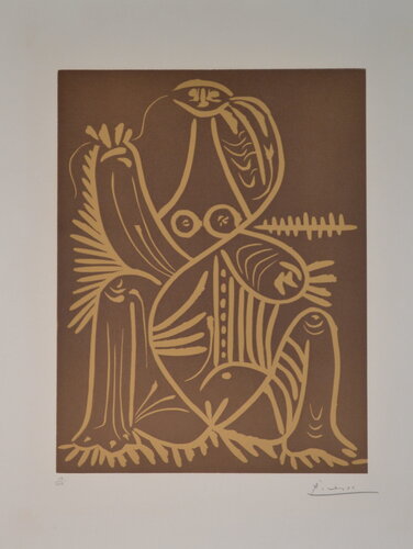 Femme assise en pyjama de plage. II - B1062 van Pablo Picasso, Afdruk te koop op Singulart