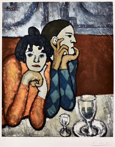 Les Deux Saltimbanques: l'Arlequin et Sa Compagne (The Two Saltimbanques: The Harlequin and His Companion) van Pablo Picasso, Afdruk te koop op Singulart