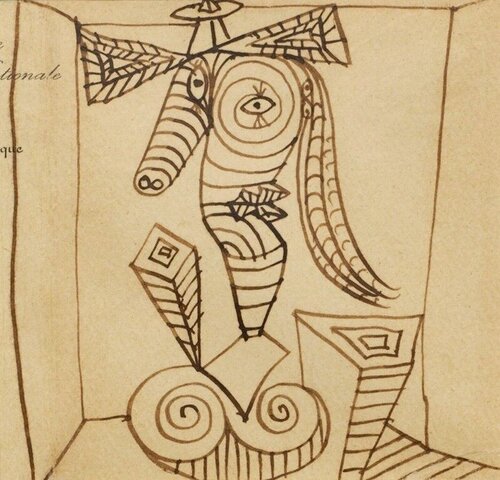 Buste de femme au chapeau van Pablo Picasso, Werk op papier te koop op Singulart