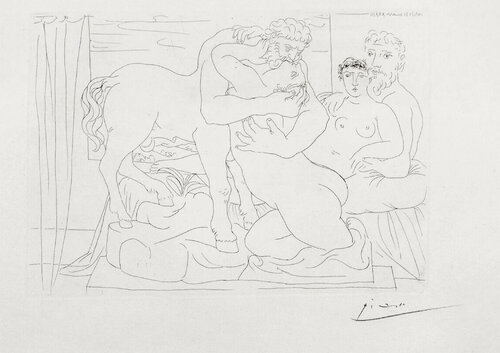 Sculptor Reclining Before Centaur and Woman van Pablo Picasso, Afdruk te koop op Singulart