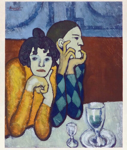 Les Deux Saltimbanques, Arlequin et Sa Compagne (The Two Saltimbanques: The Harlequin and His Companion) di Pablo Picasso, Stampa in vendita su Singulart