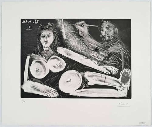 Peintre et son modèle au collier di Pablo Picasso, Pittura in vendita su Singulart