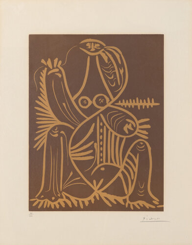 Femme assise en pyjama de plage di Pablo Picasso, Stampa in vendita su Singulart
