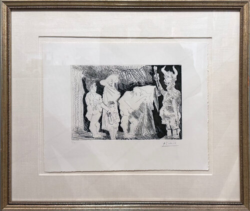 le Cocu Posant pour une photographie devant des spectateurs (The cuckold posing for a photograph in front of spectators) di Pablo Picasso, Stampa in vendita su Singulart