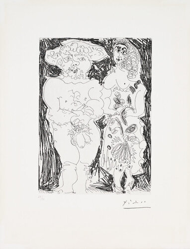 Peasant and Young Woman B.1929 di Pablo Picasso, Stampa in vendita su Singulart