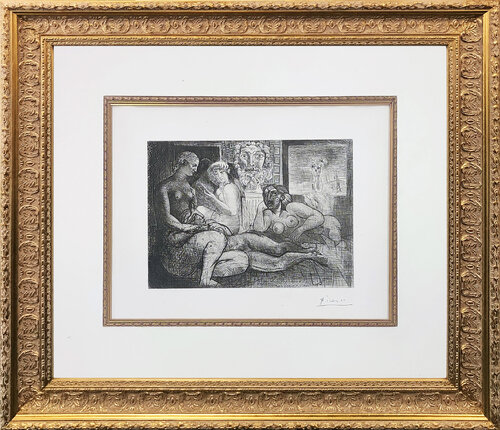 QUATRE FEMMES NUES ET TETE SCULPTEE (BLOCH 219) di Pablo Picasso, Stampa in vendita su Singulart