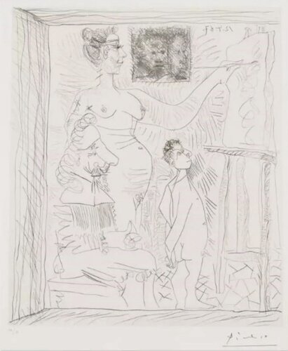 L Inspiration Travaille Et Le Peintre Se Tourne Les Pouches par Pablo Picasso, Édition en vente sur Singulart
