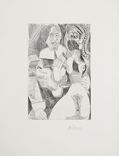 Rembrandtesque Man and Courtesan (347 Series, B.1705) van Pablo Picasso, Afdruk te koop op Singulart