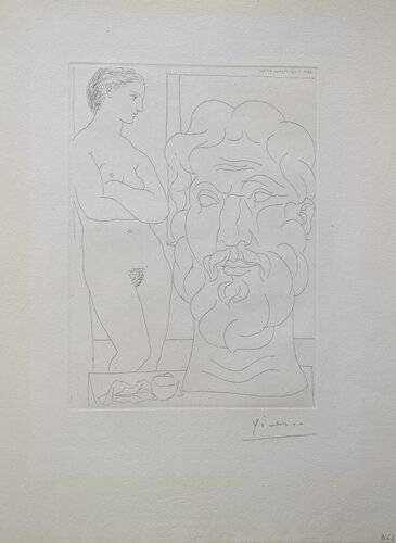 Modèle et Grande Tête Sculptée (B170 Vollard) van Pablo Picasso, Afdruk te koop op Singulart