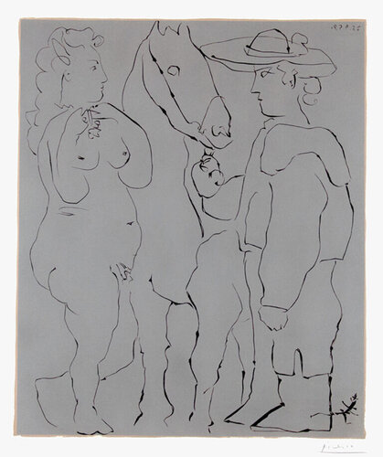 Picador debout avec son cheval et une femme (Picador Standing with his Horse and a Woman) van Pablo Picasso, Afdruk te koop op Singulart