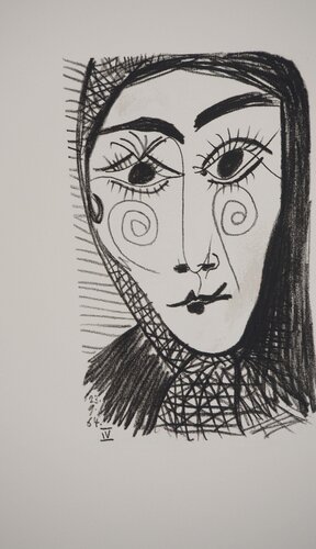 Jacqueline au foulard van Pablo Picasso, Afdruk te koop op Singulart