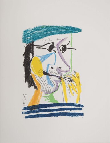 Le Goût du Bonheur, Autoportrait au béret, Lithographie by Pablo Picasso, Print for Sale on Singulart