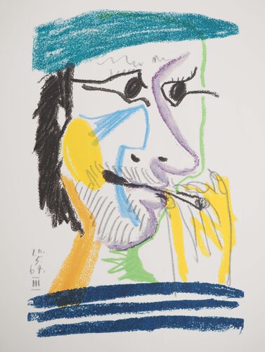 Autoportrait au béret di Pablo Picasso, Stampa in vendita su Singulart