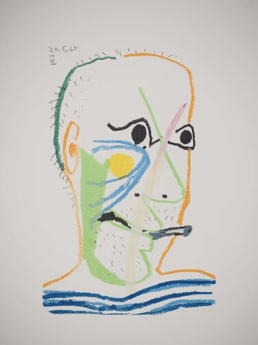 Autoportrait à la cigarette di Pablo Picasso, Stampa in vendita su Singulart