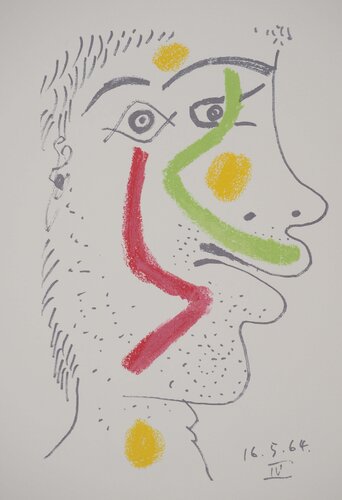 Autoportrait en rouge et vert di Pablo Picasso, Stampa in vendita su Singulart