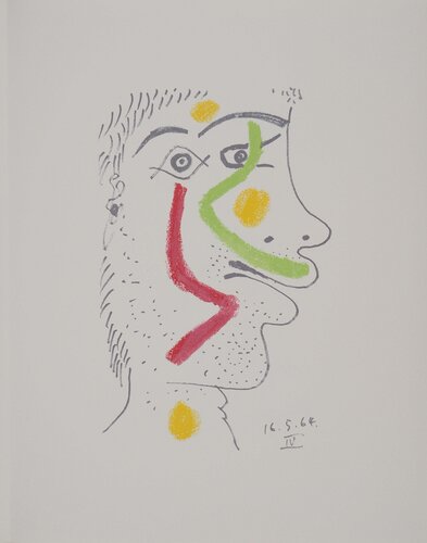 Le Goût du Bonheur, Autoportrait en rouge et vert, Lithographie by Pablo Picasso, Print for Sale on Singulart
