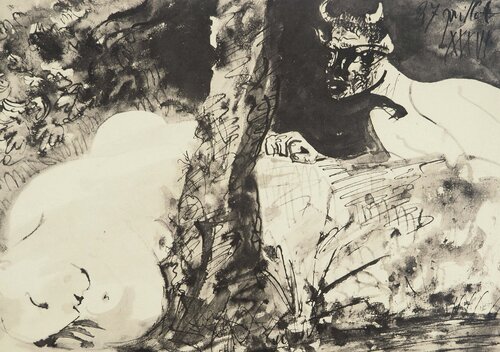 La jeune fille endormie et le faune by Pablo Picasso, Print for Sale on Singulart