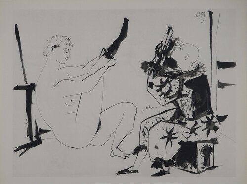 Comédie Humaine, La jeune fille aux bas et le clown, Héliogravure by Pablo Picasso, Print for Sale on Singulart