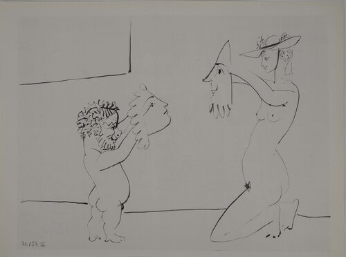 Comédie Humaine, La jeune fille au chapeau et un homme, Héliogravure by Pablo Picasso, Print for Sale on Singulart