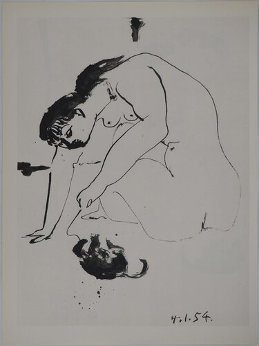 Comédie Humaine, La muse prenant la pose avec un chat, Héliogravure by Pablo Picasso, Print for Sale on Singulart