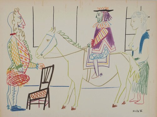 Courtisan, roi et femme dénudée, Lithographie by Pablo Picasso, Print for Sale on Singulart