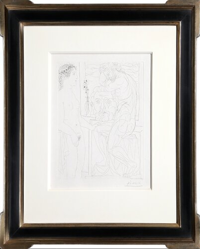 Nude Model and Sculptures from the Vollard Suite (Bloch 185) di Pablo Picasso, Stampa in vendita su Singulart